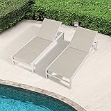 Iwicker Patio 2-Pieces Aluminum Chaise Lounge Chairs Adjustable Outdoor Quick Dry Foam Padded Lounge