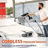 Cordless Pressure Washer, 21V 1500W Portable Pressure Washer, 60Bar/870 PSI High Power Washer Machine with 2 Nozzles, 2 Battery, 5m Hose Cordless Jet Washers/Pressure Washers for Car Floor Outdoor - Image 6