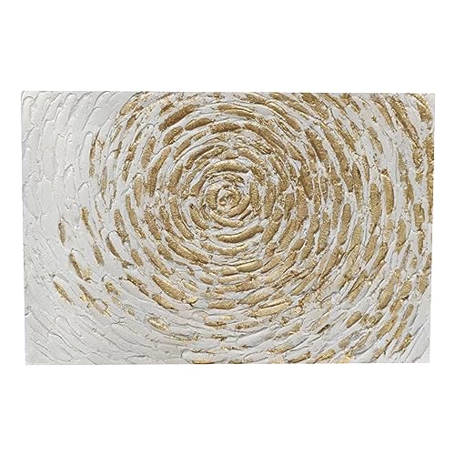 Boiee Art,24x36Inch 100% Hand Painted Modern White Gold Wall Decor Art Textured Canvas Oil Painting Minimal Style Artwork Abstract Floral Acrylic Painting Wood Inside Framed Hanging Wall Decoration