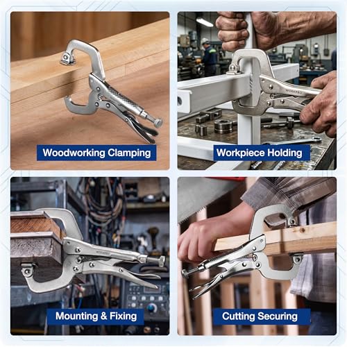 Image of WORKPRO 4-Piece 6 inch Locking C-Clamp with Swivel Pads Set, Heavy Duty Adjustable Vise Grip Pliers, 4 Pack Welding Clamp for Woodworking, Metalworking, Auto Repair and Home Workshop