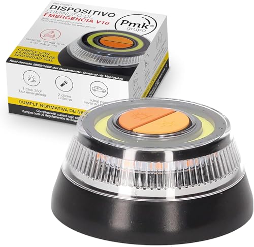 Miniatura 7 de Pmk Grupo Luz V16 Homologada Dgt Luz Emergencia Coche Averia O Accidente Visibilidad 1 Km Linterna Con Base Imantada O Gancho Para Colgar De Activación Sencilla Idiada Pc21020081