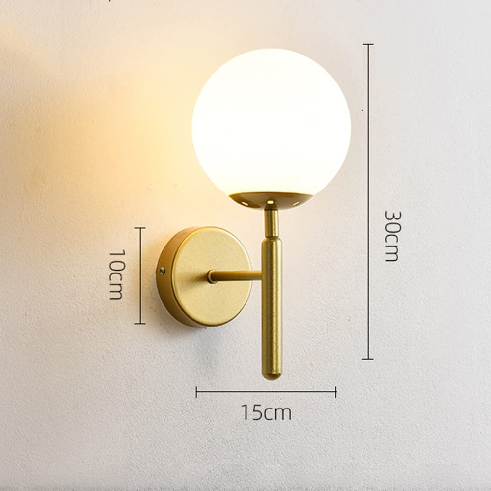 Moderne Retro Glass Ball Applique Murale Lampe de Chevet Intérieur Appliques en Métal Doré E27 Ampoule Foyer Salle à manger Applique Murale Décorative (sans ampoule)…