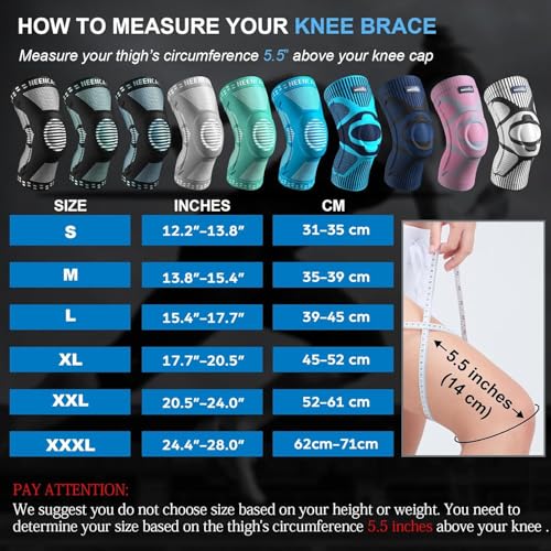 Image of NEENCA Professional Knee Brace, Compression Knee Sleeve With Patella Gel Pad & Side Stabilizers, Knee Support Bandage For Pain Relief, Medical Knee Pad (Light Blue, Xl)