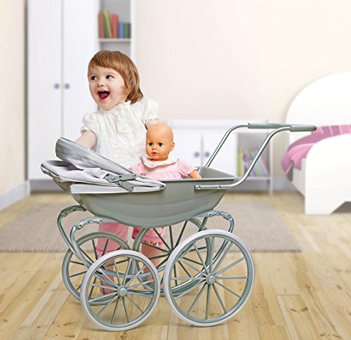 Badger Basket London Toy Doll Pram With Canopy For 18 Inch Dolls - Gray #TOP2