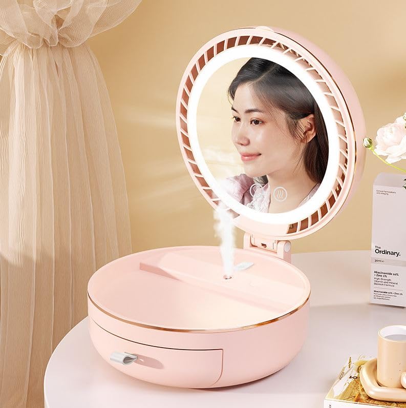 Seadra led Smart Makeup Mirror with lamp Dressing Table Mirror Spray humidifying Makeup Mirror Cosmetic Storage Box with Drawer Luxurious Look-image-17
