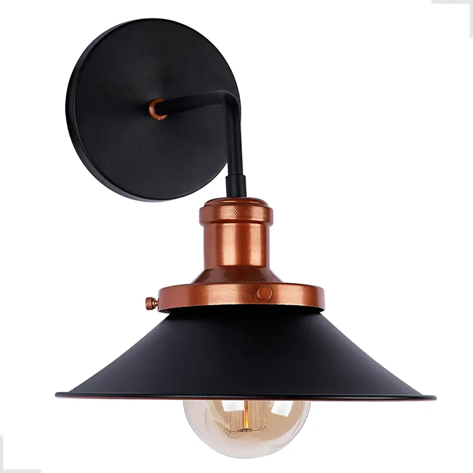 Arandela Luminária Externa Parede Muro Alumínio Moderno Rústico Cobre Slim Soquete E27 Embutir Lâmpada Luz Lustre Retro Colonial 110V 220V Melbourne (Preto)