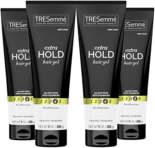 TRESemme Hair Gel with Vitamin B, Extra Hold Hair Gel, Protect Hair from Damaging Hair Dryer, Styling Tools & Appliances, Volumizing Hair Products with Frizz Control, 4 Tubes - 9 Oz. Ea.