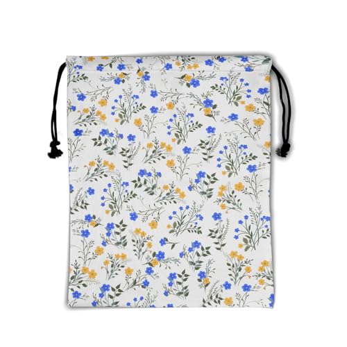 Image of Nerxy Floral Grip Bag - Spring Summer Gymnastics Grip Bag Wildflower Gymnasts Gym Bag Blue Yellow Drawstring Gift Bag Gym Storage Pouch for Sports Party Favors