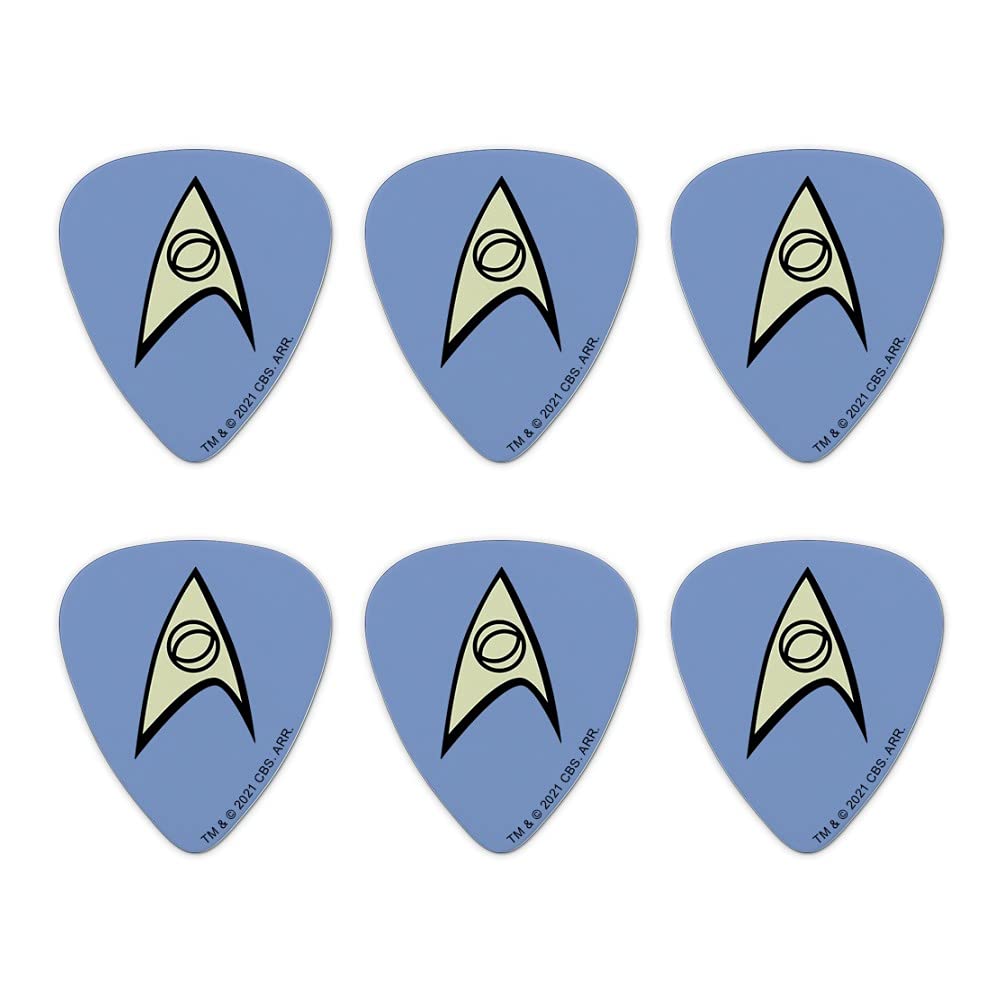 Star Trek Science Shield Novelty Guitar Picks Medium Gauge - Set of 6