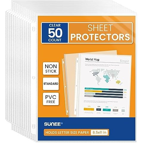 SUNEE 50 Pack Sheet Protectors Cover