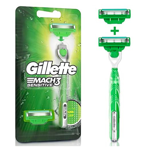 Aparelho de Barbear Gillette Mach3 Acqua-Grip Sensitive + 2 Cargas