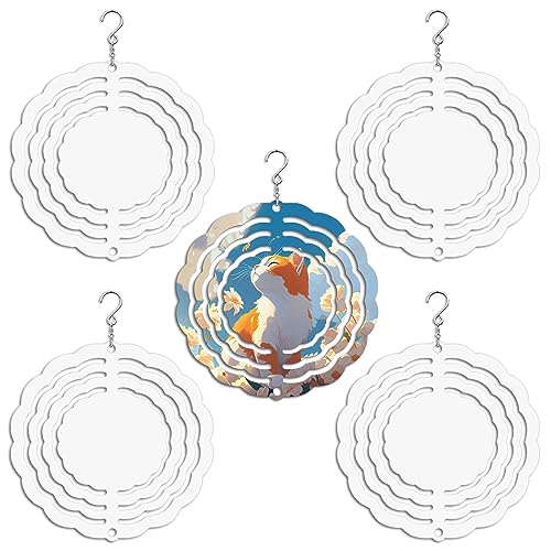 Image of 5 Pack 3 inch Sublimation Wind Spinners Blanks Wind Spinner Sublimation Blank Bulk 3D Aluminum Metal Wind Spinners for Yard and Garden Indoor Outdoor Window Porch Front Door Decoration Round