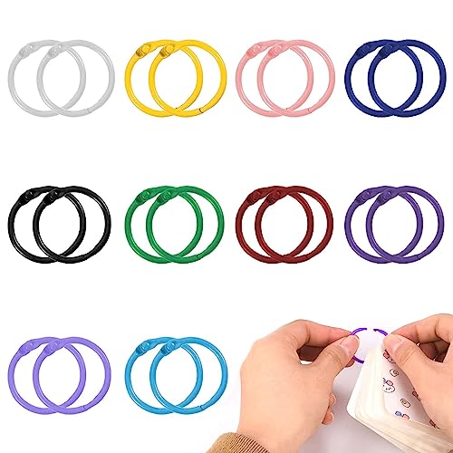 バインダーリング 【20個入り】ルーズリーフリング 単語帳 リング 直径30mm、事務用品 、10色混合、学習カード、カレンダー、アルバムリング、書類保管、ファイルブック作成などに適しています