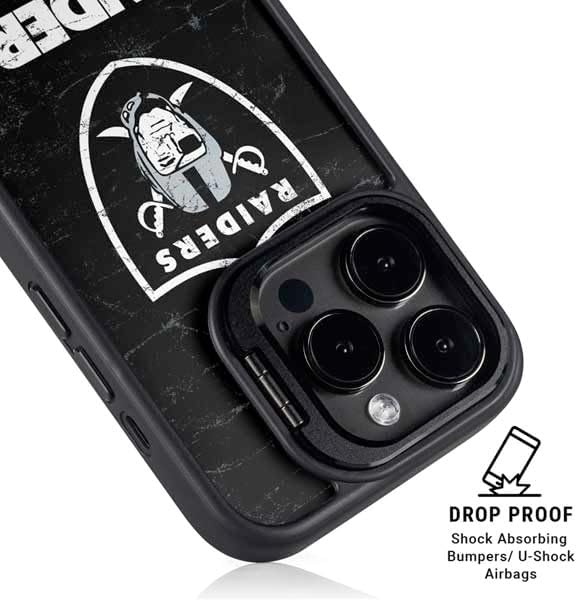 Skinit Kickstand Phone Case Compatible with iPhone 15 Pro Max - Officially Licensed NFL Las Vegas Raiders Distressed Design