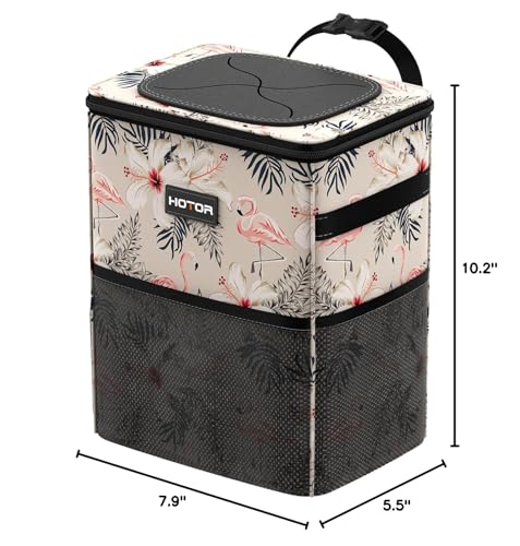 Image of HOTOR Car Trash Can, Leakproof Car Organizer, 2-Gallon, Flamingo