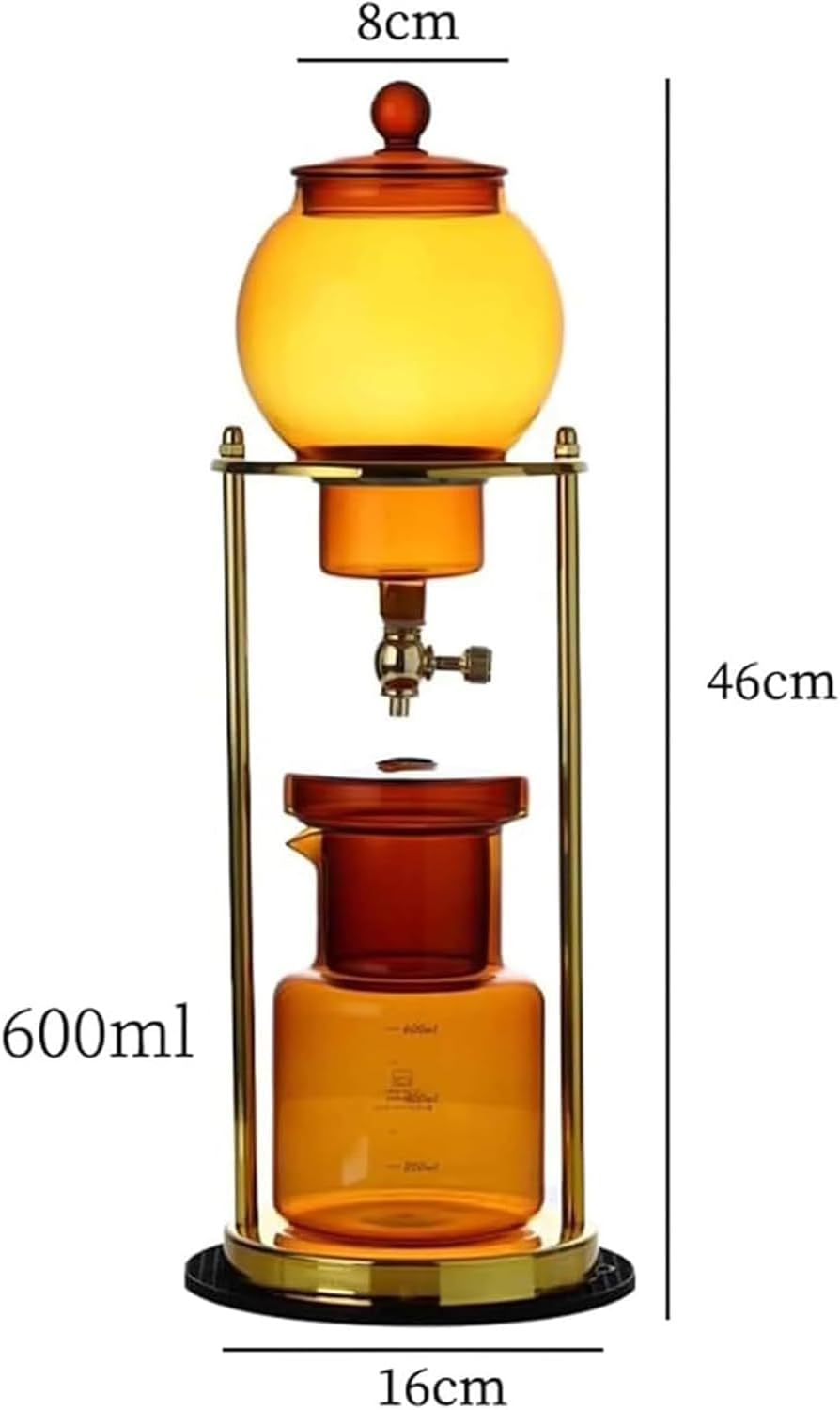 Cold Drip Coffee Maker, Cold Brew Drip Tower, Adjustable Water Flow, Stainless Steel Frame, Borosilicate Glass Pot, for Home, Office, Bar, Restaurant