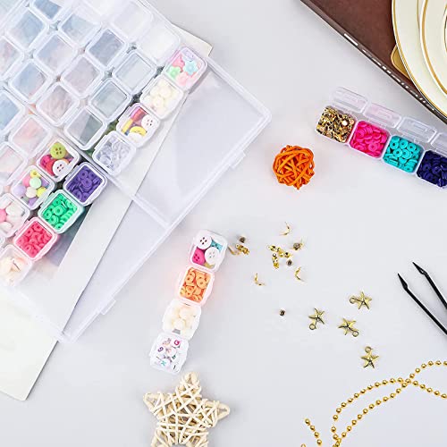 Image of 2 Pack 56 Grids Plastic Organizer Box Clear Jewelry Organizer Container Adjustable Divider Removable Grid Diamond Painting Beads Nail Art Tools Art Crafts Small Accessories