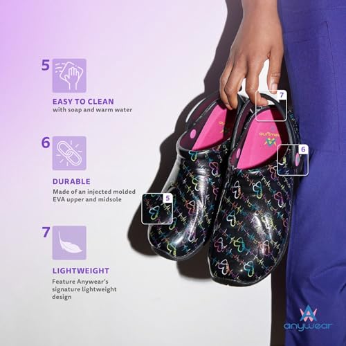 Image of Anywear Zone Clogs - Water Resistant EVA Non Slip Work Shoes Women - Slip Resistant Work Shoes for Women - Nursing Clogs with Back Strap - Arch Support with Swivel Strap - Lightweight & Easy to Clean