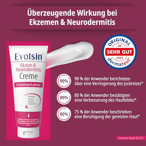 Evolsin® Eczema & Neurodermatitis Cream I BEZ KORTIZONA I Losion, mast za nadraženu, suhu, svrbežnu i nadraženu kožu I Za svrbež I dermatološki ispitano