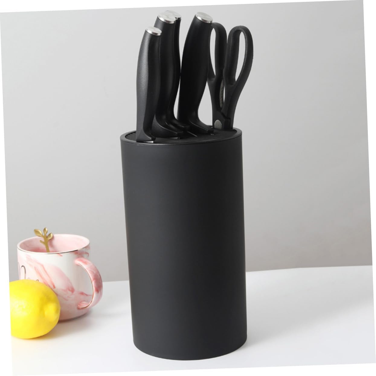 Luxshiny Multi Functional Black Plastic Knife Holder Kitchen Storage Rack Material Safe Cutter Organizer for Fast Drying and Protection