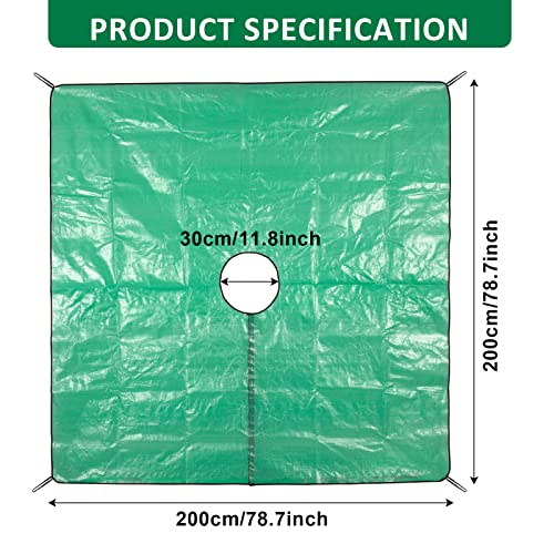 Landscape Trimming Tarpaulin, 78.7"X78.7" Pruning Tarp with Hole, Four Corners Have Pull-Tabs for Easy Fixing Around Shrubs and Trees - Thumbnail 2
