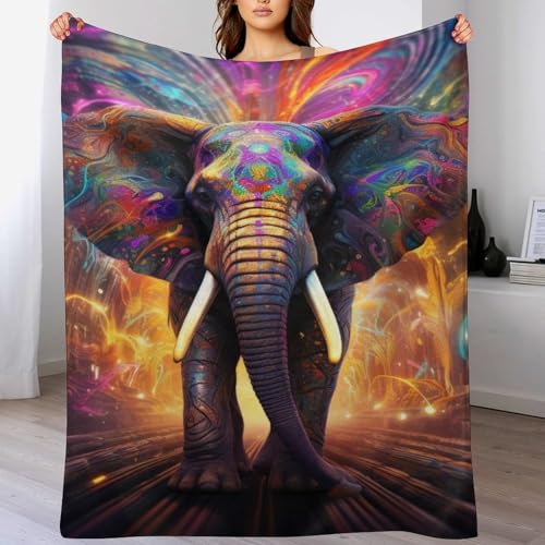 Elefant Decke Kuscheldecken Couchdecke, Übergroße Warme Super Weiche Schlafdecke Tagesdecke Flauschige Decke 100×130cm