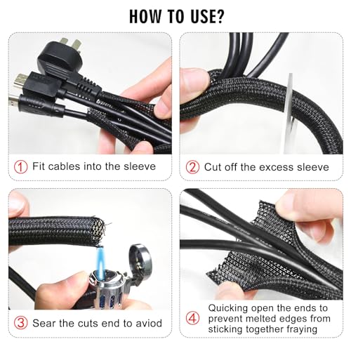 Moxita 10ft x 1 inch Cable Sleeve Split Wire Loom Tubing for Power, Audio, USB, Cord Management for TV, Computer, Protects from Pets Chewing, Black by Moxita - Image 7