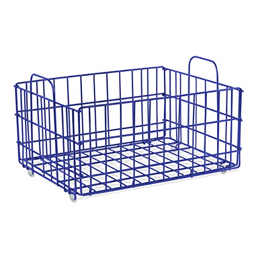 Atlantic Tabletop Wire Storage Basket, Heavy-Gauge Powder-Coated Metal Wire Construction, Stackable For Easy Expansion, Collapsible & Foldable, Non-Slip Feet, Plastic Liner, Pn 23308043 – Blue #TOP17