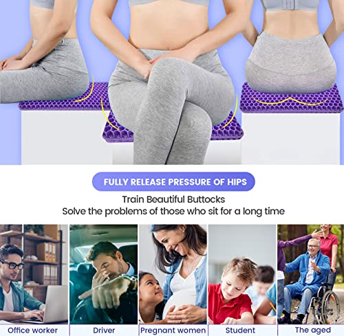 19.7＂ Gel Seat Cushion, Super Large & Thick Office Chair Cushion For Long Sitting - Back Hip Tailbone Pain Relief Cushion, Egg Seat Cushion Desk Chair Pads For Cars Wheelchair - Fits Up To 550 Lbs #TOP3
