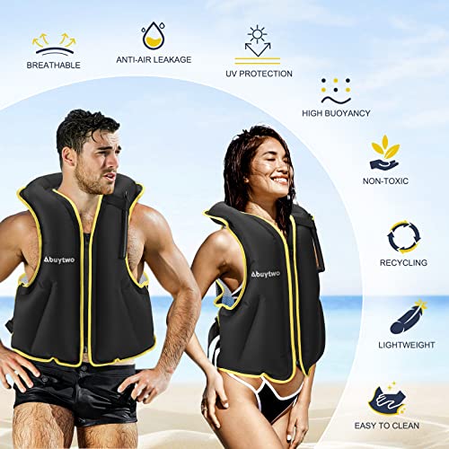 Abuytwo Snorkel Vest For Adults,Inflatable Buoyancy Aid Jacket Swim Jackets Snorkeling Vests For Kayak Diving Paddle Boating Water Sports Safety Men/Women, Yellow-Large #TOP1
