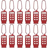 Frcctre 12 Pack Lock Out Tag Out Hasp, 6 Holes Lock Out Tag Insulating Nylon Padlock Hasp Tamper-Proof and Impact-Resistant Plastic Loto Hasps for Industrial Equipment Maintenance