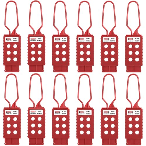 Frcctre 12 Pack Lock Out Tag Out Hasp, 6 Holes Lock Out Tag Insulating Nylon Padlock Hasp Tamper-Proof and Impact-Resistant Plastic Loto Hasps for Industrial Equipment Maintenance