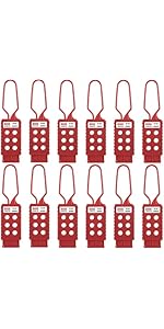 Frcctre 12 Pack Lock Out Tag Out Hasp, 6 Holes Lock Out Tag Insulating Nylon Padlock Hasp Tamper-...