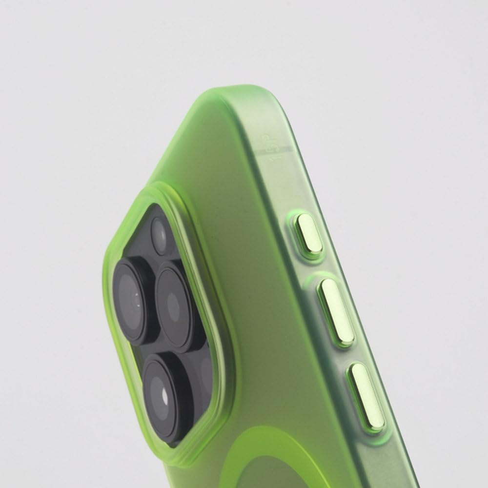 Ultracienkie matowe etui 2 w 1 do iPhone'a 16, 16Pro Max, 15, 15Pro, 14, 13, 12, z matowym etui do ładowania bezprzewodowego, fluorescencyjne zielone, do iPhone'a 16 Pro