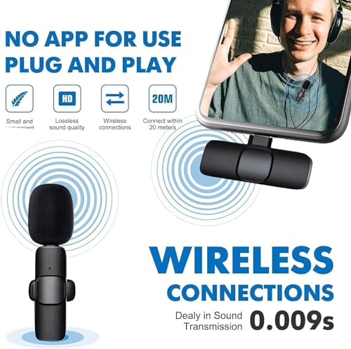 Image of New K8 Wireless Lavalier Microphone for Smartphone Clip-On Mic with Noise Reduction, 2.4GHz Mini Lapel Mic for YouTube, Vlogging, Interview, Live Streaming & Video Recording (K8 MIC)