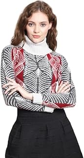 nobarr Women's Acrylic Full Sleeves with High-Neck Printed Dark Green Sweater-picture-13