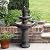 Teamson Home Deluxe Pineapple Pedestal 2 Tiered Floor Waterfall Fountain with Pump for Outdoor Patio Garden Backyard Decking, 39 Inch Height, Iron Gray