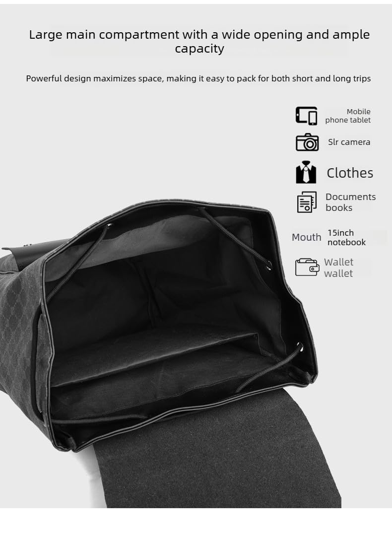 Uomini Vintage Zaino a Quadri, 30l grande Capacità Business Portatile Zaino (Cerchio nero,A)