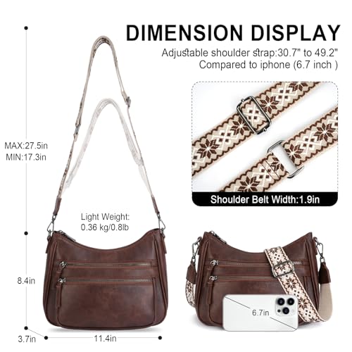 Image of Crossbody Purses for Women Trendy Leather Crossbody Bag,Multi Pocket Shoulder Handbag Lightweight Travel Purse