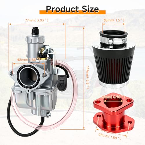 Image of FVRITO 212cc Carburetor VM22 Carb Kit Compatible with Predator 212cc 196cc Coleman CT200U CT200U-EX BT200X Baja MB200 Mini Bike KT196 Go Kart GX160 GX200 6.5HP Clone Engine Parts with Intake Manifold