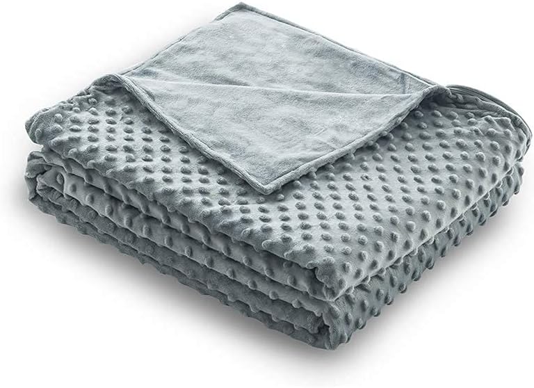Syrinx Removable Duvet Cover Queen Size for Weighted Blanket Minky and soft (60"x80", Light Grey) Dotted Design