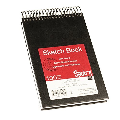 Darice Spiral Bound Hardcover Sketch Book, Black (1pc) – 100 Pages of White, Lightweight, Acid-Free Paper – Opens Flat - Perfect for Sketching, Drawing, Doodling, Journaling – 5-1/2” x 8-1/2”
