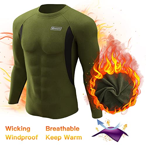 Image of romision Thermal Underwear for Men Stretch Fit, Fleece Base Layer Top & Bottom Set, Insulated Long Johns for Cold Weather Hunting