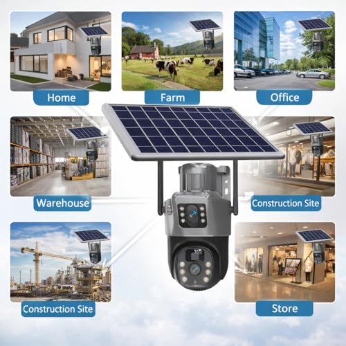 Image of Eyetech Dual Lens Solar Powered PTZ Outdoor CCTV Camera | 360 View | Color Night Vision | Motion Detection | Two Way Audio | 4G SIM-Based Camera with Mobile App V380 Pro (New Dual Lens Solar)