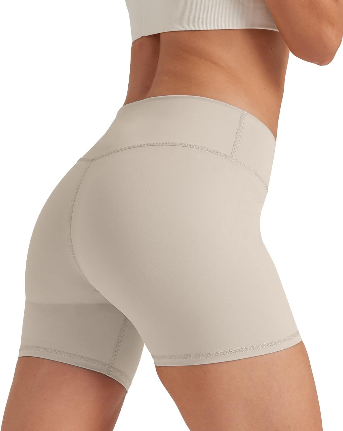 keriffe Womens Crossover Biker Shorts 5" High Waisted Yoga Workout Athletic Running Spandex Shorts - Image 2