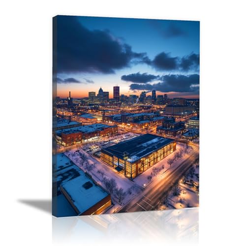 Peinture moderne d'architecture urbaine tableau bleu encadré haut de gamme CUDAOO