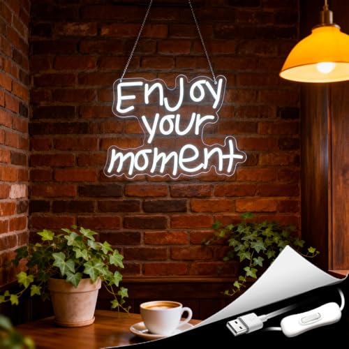 Image of Enjoy Your Moment Neon Sign Led Neon Lights Signs for Wall Decor USB Powered Led for Room Decoration Home Game Room Bar Party Decor