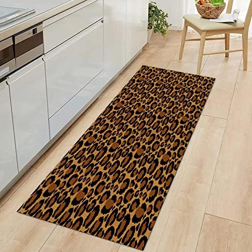 JUST BREATHE Leopard Rug Brown Cheetah Print Runner Rugs Animal Fur Print Carpet for Bedroom Wildlife Animal Skin Print Area Rugs Living Room Rug Indoor Bordered Floor Doormats 60"x24"