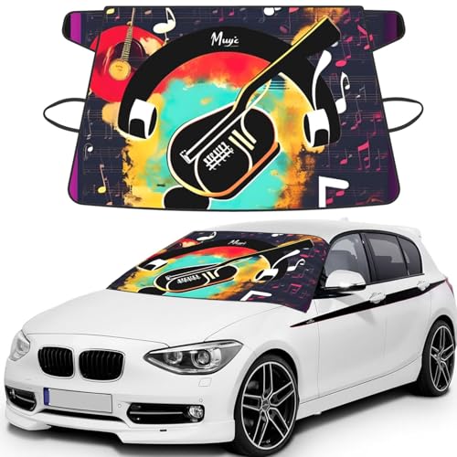 Protector de parabrisas musical de 175x108 cm impermeable con correas fijas para coche