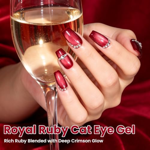 Image of Beetles Red Glass Cat Eye Gel Nail Polish,Royal Ruby Gel